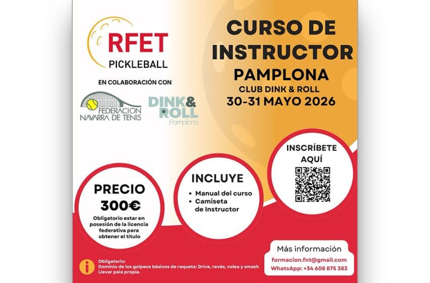 curso de instructor de pickleball rfet en pamplona el 30 y 31 de mayo