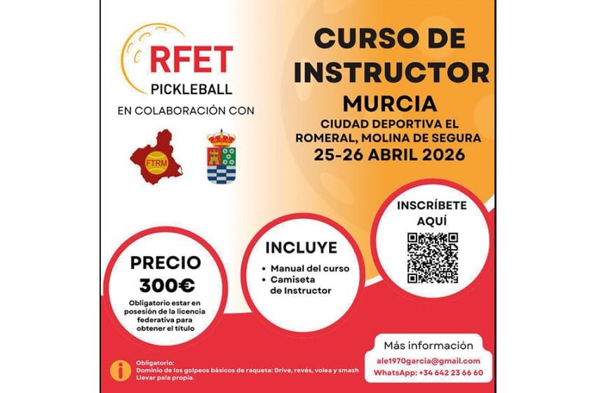 nuevo curso de instructor de pickleball rfet en murcia